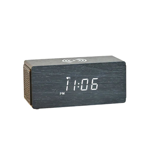 Altavoz Bluetooth 15W con reloj LED y carga rápida inalámbrica